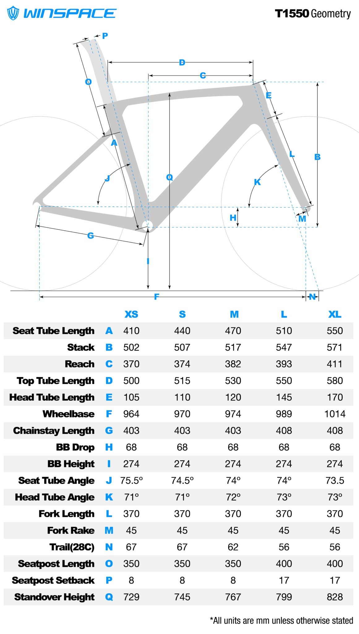 Winspace T1550 Rim Brake - Size XL (58)