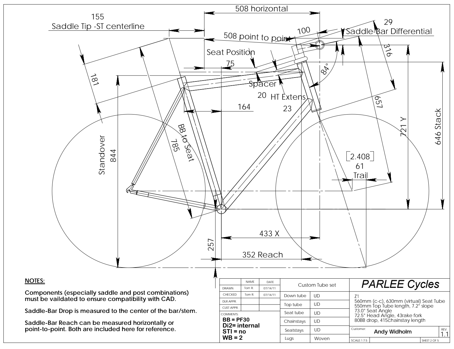 PARLEE Z-1 Rim Brake Custom Frameset