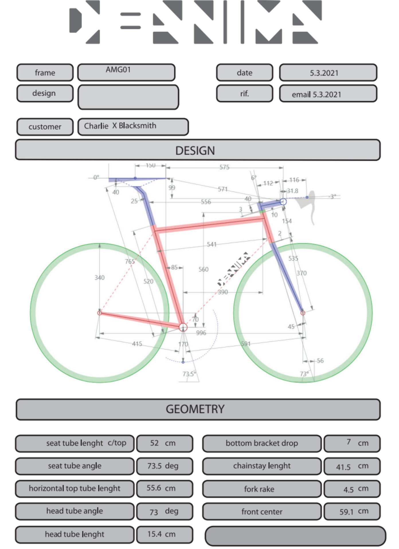 DEANIMA AMG-01 Integrated Road Disc Frameset - Size 55